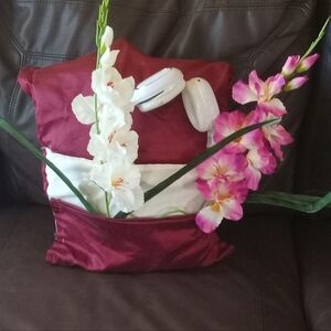 Red and White Pillow Covers With Pockets